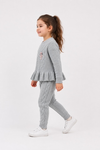 Babyhola 1-5 Yaş Kız Çocuk Triko Örme Takım 23216 Gri