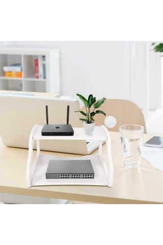 Createtech Modern Ahşap Plastik Duvar Montajı, Beyaz Yönlendirici Raf