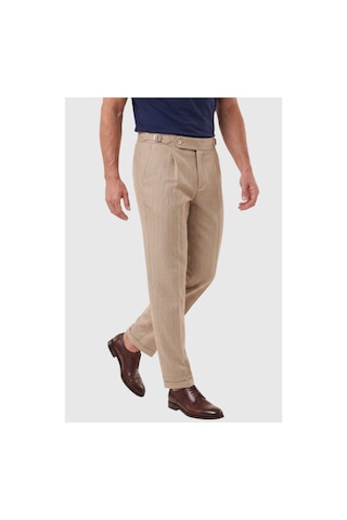 Deepsea Erkek Camel Safari Ceketli Slim Fit 2'li Takım Elbise Pileli Duble Paça Pantolon 2600723