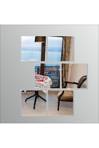 Geometrik Parçalı Kare Cam Boy Banyo Duvar Lavabo Aynası 50X65Cm