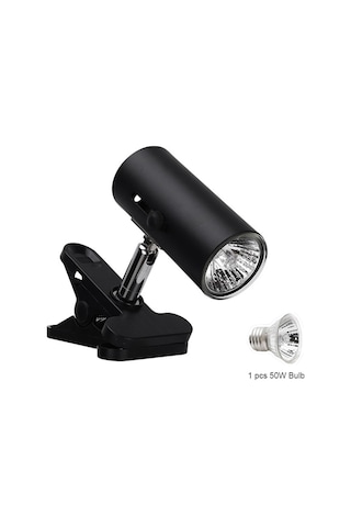 Yifomall Kara Renk E27 Vidalı Sürüngen Isı Lambası - 50w Ampül Dahil - Rotatif Bağlantı - Güneş Işığı Simülasyonu - Avrupa Standartı Siyah