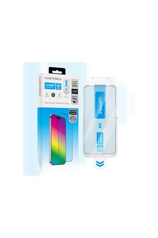 Apple Uyumlu iPhone 15 Pro Max Caseworld Applicator Serisi 2.5d Eyesafe Özellikli Safir 0.33mm Ekran Koruyucu