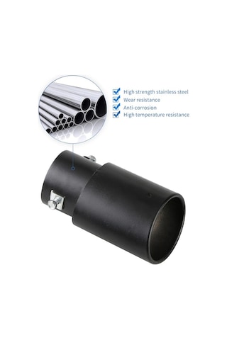 Besthome1 63mm Mat Siyah Paslanmaz Çelik Egzoz Uç Borusu - 3.8-5.3cm Montaj Uyumlu