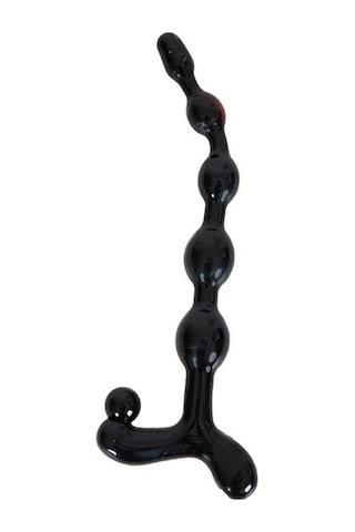 Erofoni 23 CM Siyah Sıralı Anal ve Vajinal Zevk Topu Anal Plug Açıcı