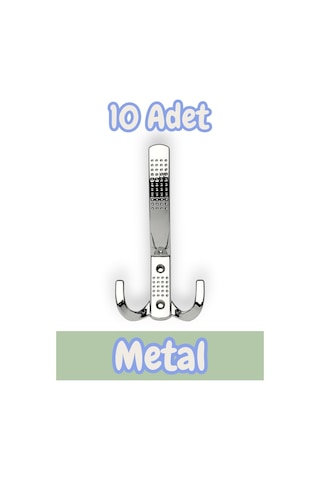 Noktalı Portmanto Vestiyer Duvar Dolap Elbise Askısı Krom Metal Mobilya Kapı Askılığı Askılık 10 Adet Krom