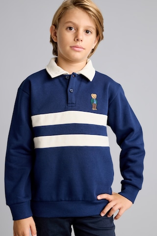 Defacto Oversize Polo Yaka Çizgili İçi Yumuşak Tüylü Uzun Kollu Sweatshirt Erkek Çocuk I3296a826wnnv31 Lacivert-nv31