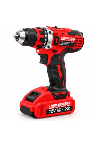 Kimmer Plus 12v Xr Şarjlı Darbeli Vidalama Matkap Full Set Çantalı