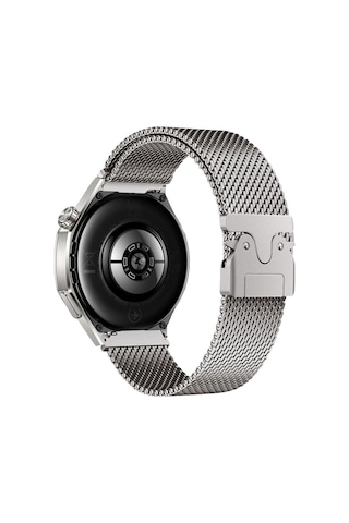 Samsung Uyumlu Galaxy Watch 3 45mm Ucy Krd-25 Metal Hasır Kordon - Gri