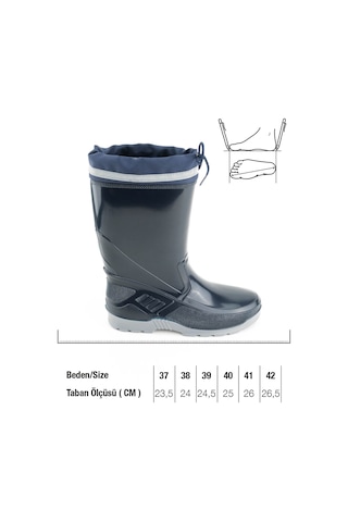 Gezer Erkek Kışlık Boğazdan Bağcıklı Pvc Su Geçirmez Çizme Lacivert