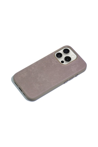 Apple Uyumlu iPhone 15 Pro Kılıf Case, Mikro Fiber Dış Ve Kadife İç Yüzeyli, Microfiber Cover Kahvrngi