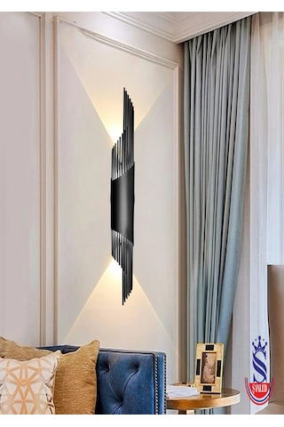 Şanled Sarkıt Modeli Metal Çift Yönlü Siyah Kasa Duvar Aydınlatma Aplik Beyaz Işık