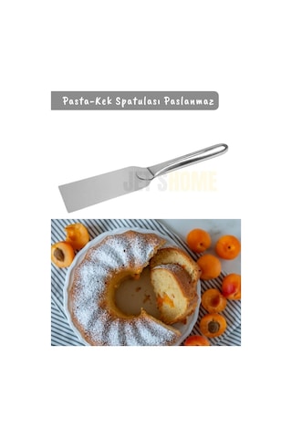 Pasta Spatulası Paslanmaz Kek Spatulası Krema Spatula No:2 Çelik 25 Cm Gümüş Gri