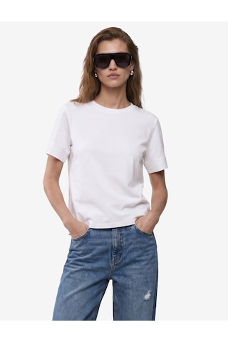 Koton Pamuklu Slim Fit Kısa Kollu Bisiklet Yaka Basic Tişört Beyaz 6sak50461ek