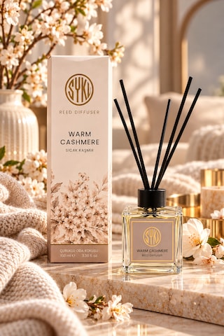 Premium Çubuklu Oda Kokusu 100 Ml Cam Şişe Reed Diffuser Kaşmir