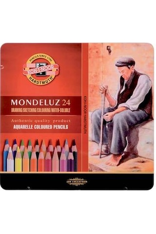 Koh-i Noor Mondeluz Aquarell Boya Kalemi 24 Renk Metal Kutu