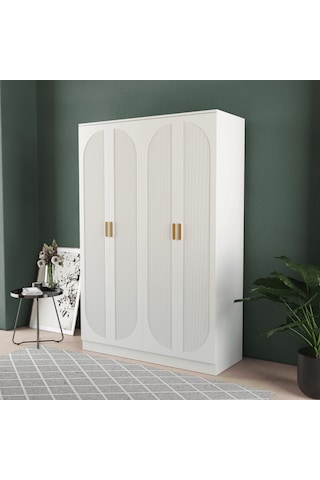 Soho 4 Kapaklı Eko Bazalı Gardırop - Mdf Kapak Beyaz