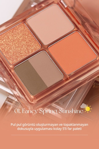 Mat, Parıltılı Tonlarda 5'li Far Paleti Perıpera Ink Pocket Shadow Palette 01 Fancy Spring Sunshine 32163085