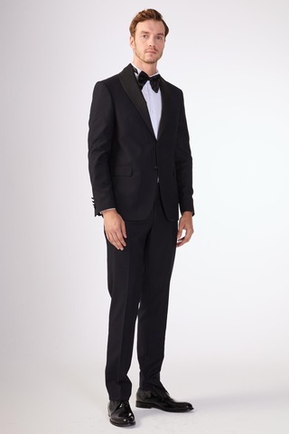 Dufy Siyah Erkek Slim Fit Mono Yaka Smokin Takım - 79125 Siyah