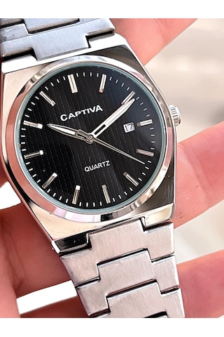 Captiva Çelik Kordon Takvimli Kadran Kutulu Seri Erkek Kol Saati C01.es01