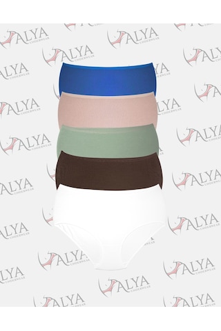 Alya Underwear Kadın Büyük Beden Külot Battal Full Brief, Yüksek Bel 5xl, 6xl, 7xl 5 Farklı Renk 1 Pakette Çok Renkli