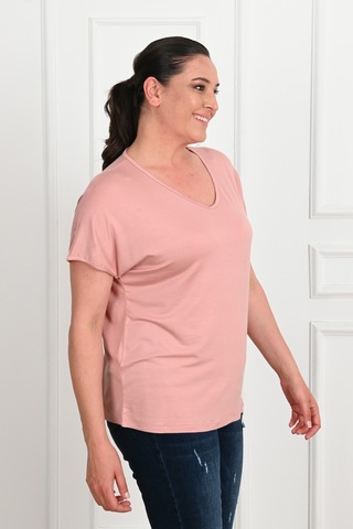 Kadın V Yaka Büyük Beden T-shirt 1486-23 001