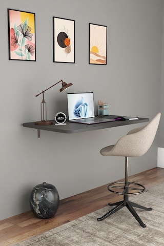 Katlanabilir Duvara Monte Masa - 50x90 Cm Ofis, Ev Çalışma Masası Antrasit