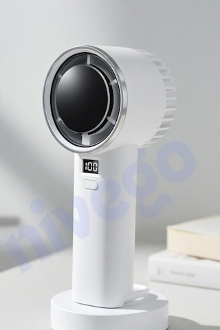 Lcd Göstergeli 1200mah Şarj Edilebilir Bataryalı Taşınabilir Mini Fan Vantilatör Pervane