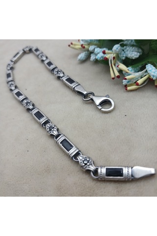 Bir Gümüş Aşkı 925 Ayar Gümüş Siyah Baget Taşlı Bileklik