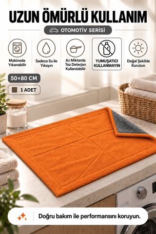 Lenaren 740 Gsm 50 80 Cm Oto Kurulama Havlusu Yüksek Emici Mikrofiber Bez