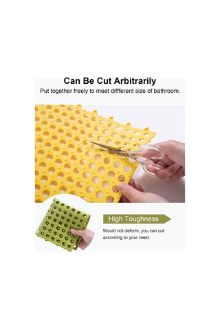 Geekyou Banyo Anti Kayma Puzzle Mat - Esnek Pvc, Hızlı Su Akışı, Masaj Düğmeleri, Serbest Kesim - Sarı Sarı