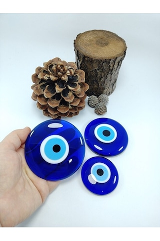 Üçlü Deliksiz Nazar Boncuğu Seti 9-7-5 Cm El Yapımı Dekoratif Set