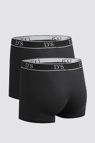 D's Damat Beli Lastikli Marka Logolu Likralı Esneyebilen 2'li Boxer Set - Siyah 4HC44ORTBS02