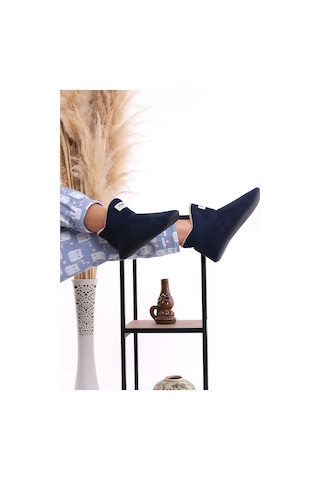 U001 Erkek Kadın Çocuk Ev Pandufu Botu Ev Ayakkabısı Lacivert