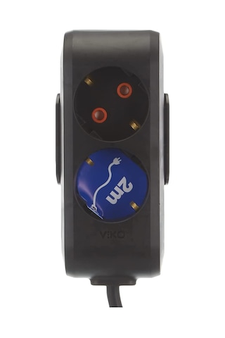 Viko Multi-let Siyah İkili Priz Top Kablolu Çocuk Korumalı 2 Mt