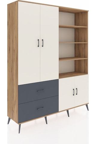 Hyperion Gardrop 7 Raflı 2 Çekmeceli Tek Askılı 176x44x221 Çam-aytaşı/antrasit Aytaşı/antrasit