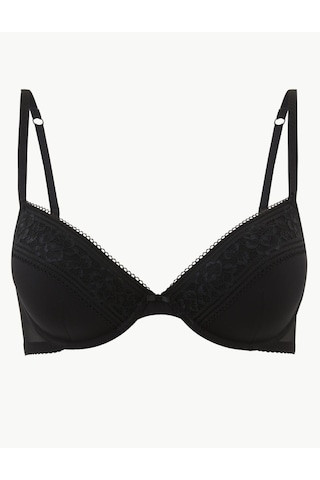 Marks & Spencer Dantel Detaylı Destekli Plunge Sütyen T81008712 Siyah