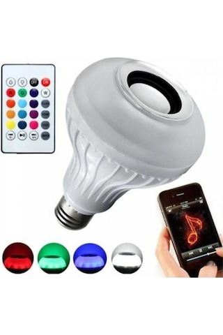 Bluetooth Led Ampul Hoparlör Kumandalı Kablosuz Ses Bombası RGB