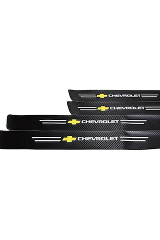 Chevrolet Logolu Karbon Kapı Eşiği Koruyucu Bant Folyo 4'lü Set