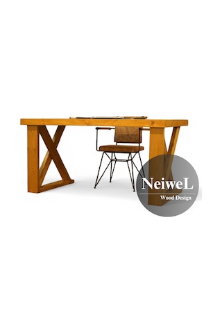 Neiwel Wood Doğal Ahşap Çalışma Ve Ofis Masası-80cm-120cm Açık Ceviz