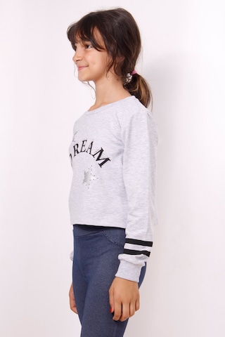 Toontoy Kız Çocuk Yıldızlı Dream Baskılı Sweatshirt Gri Melanj