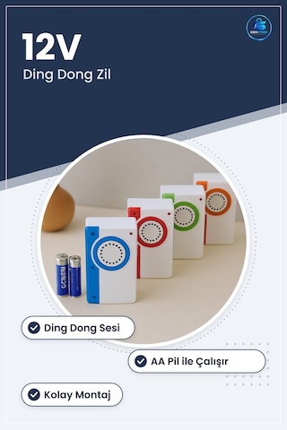Elektronik Kapı Zili Ding Dong 12v Aa Pil Uyumlu Ev Ofis Dükçan Ç