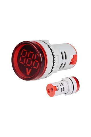 İntercom Ad22-22v-dc 22mm Kırmızı Mini Yuvarlak Dijital Dc Volt Ölçer