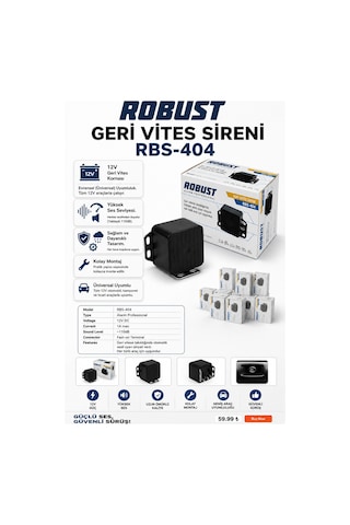 12v Geri Vites Sireni Rbs-404 Evrensel Geri Vites İkaz Kornası 110 Db