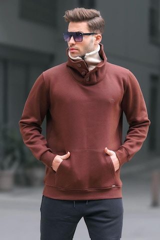 Madmext Acı Kahverengi Yaka Detaylı Erkek Sweatshirt 4411-acı Kahverengi Acı Kahverengi
