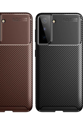 Samsung Uyumlu Galaxy S21 Plus Kılıf Zore Negro Silikon Kapak-Kahvereng