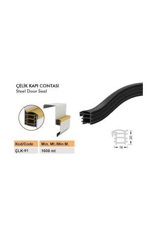 Çelik Kapı Fitili - Contası / Çelik Kapı Kasa Fitili / Çlk-91-Siyah-6 Metre
