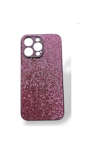 Caş Dekorasyon Mor Renk Taşlı 14 Pro Max Telefon Kılıfı Mor