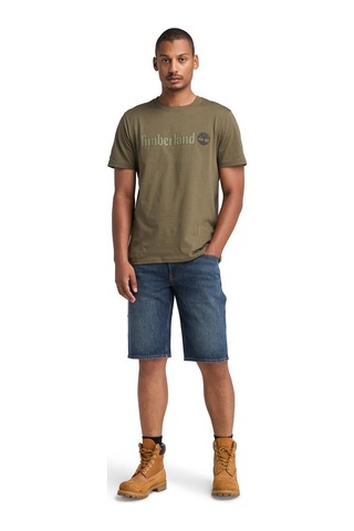 Timberland Linear Logo Erkek Haki Yuvarlak Yaka Tişört Haki