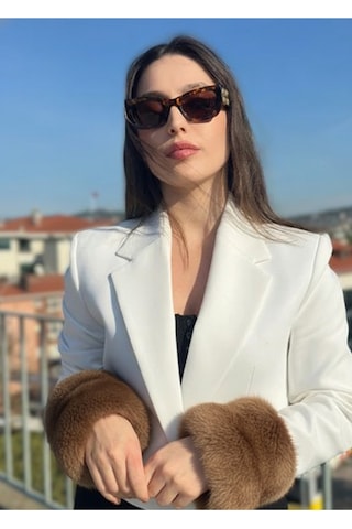 Mollycrush Kadın Vizon Kürk Kol Manşeti Kışlık Trend Aksesuar Vizon