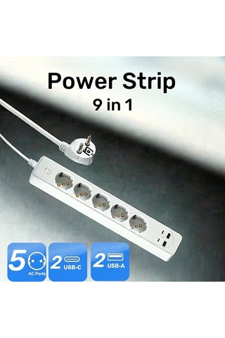 Xuweiwei Kompakt 5 Portlu Ac Guc Seridi 1 Paket Usb Baglanti Asiri Gerilim Korumasi Acma Kapama Anahtari Beyaz